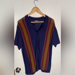 PJ Paul Jones Mens Polo Shirts Vintage Striped Lightweight Knitting Golf Shirts